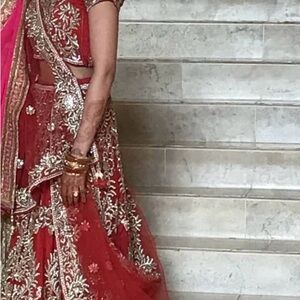 Luxurious Red and Gold Wedding Dress